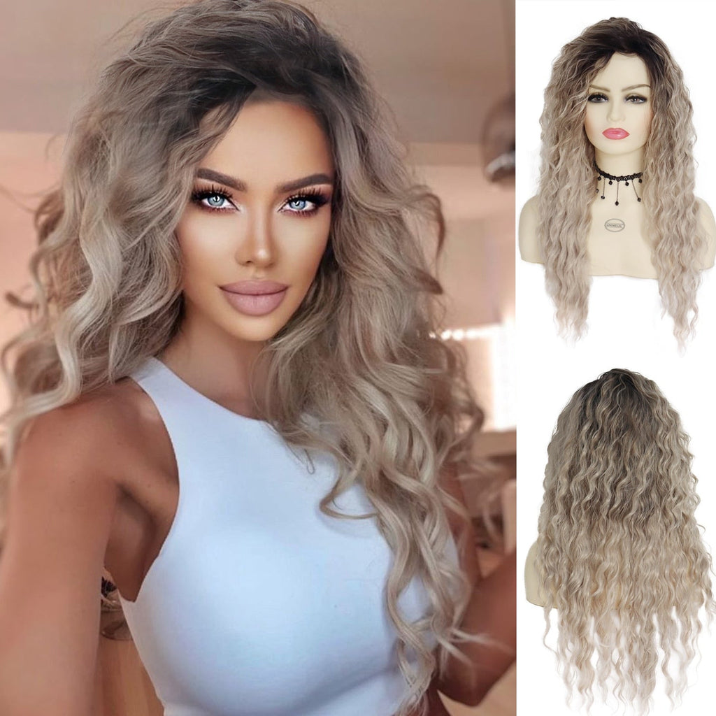 Dusty Blonde Curly Synthetic Wig - HairNjoy