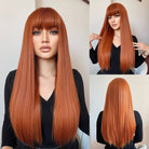 Ginger Long Straight with Bangs Synthetic Wig - HairNjoy