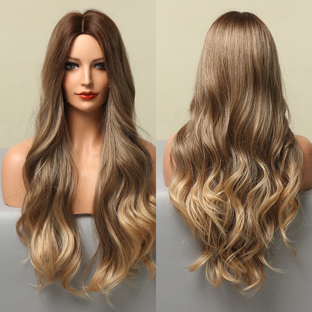 Golden Blonw Wavy Synthetic Wig - HairNjoy