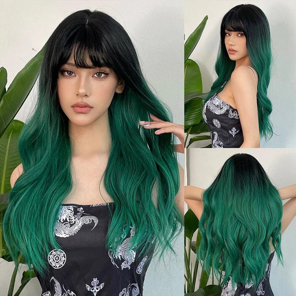 Green Black Ombre Synthetic Wigs - HairNjoy