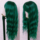 Green Long Wavy Bangs Loose Curly Hair Wig - HairNjoy