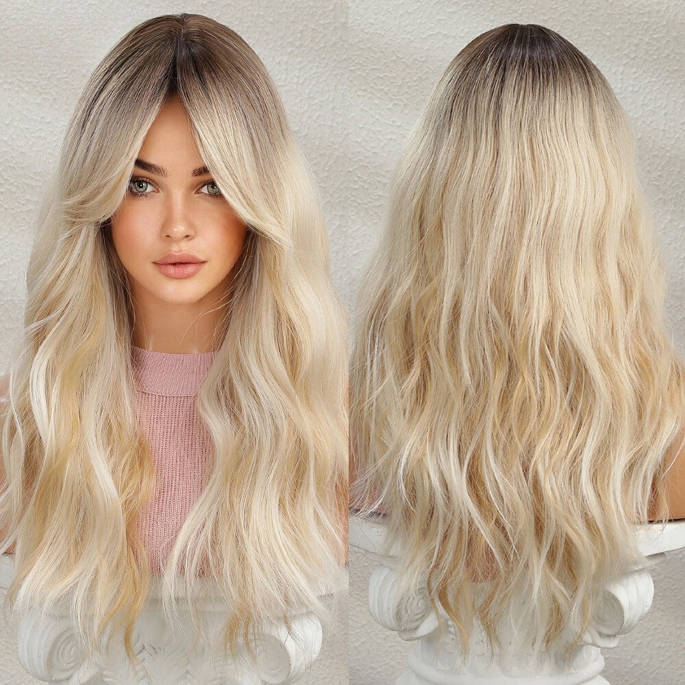 High Lights Long Wavy Synthetic Wig - HairNjoy