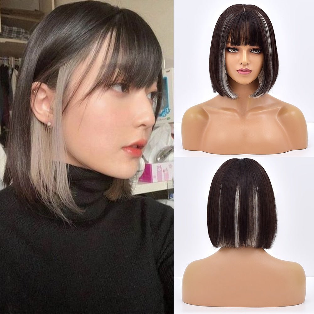 Highlight Bob Synthetic Wig with Bangs - HairNjoy