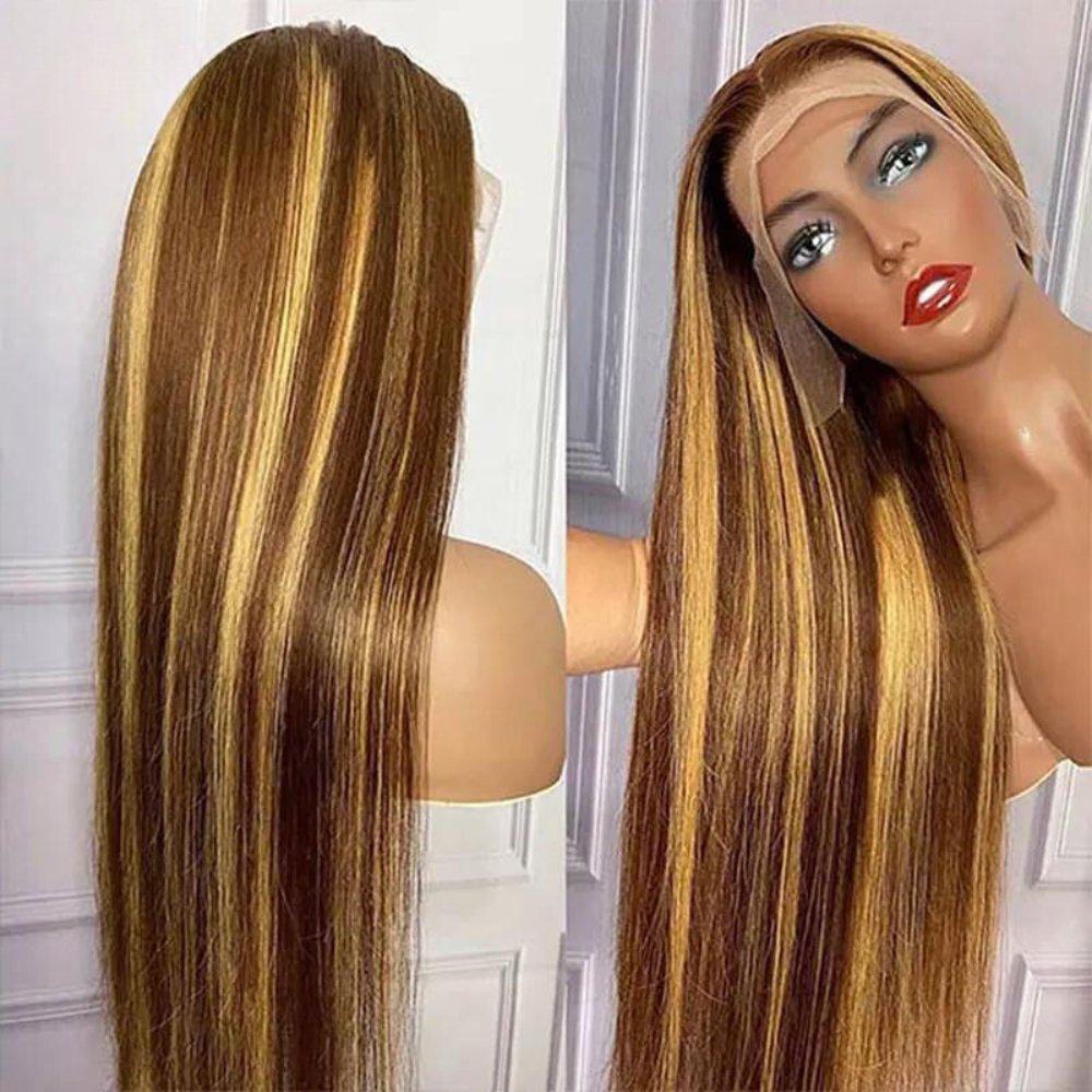 Highlight Brown Lace Front Human Hair Wig - HairNjoy
