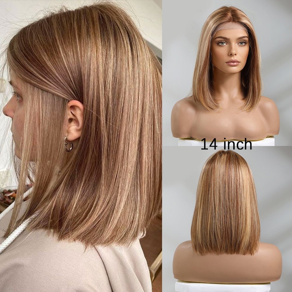 Highlight Human Hair Bob Lace Front Wig - HairNjoy