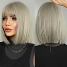 Highlight Silvery Ash Blonde Short Wig with Bangs - HairNjoy
