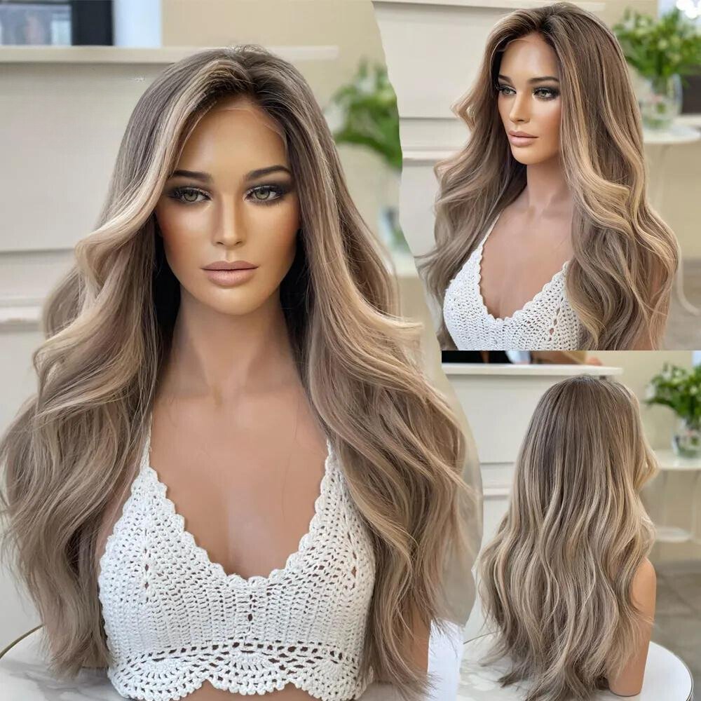 Lace Front Highlight Natural Human Hair Wigs - HairNjoy