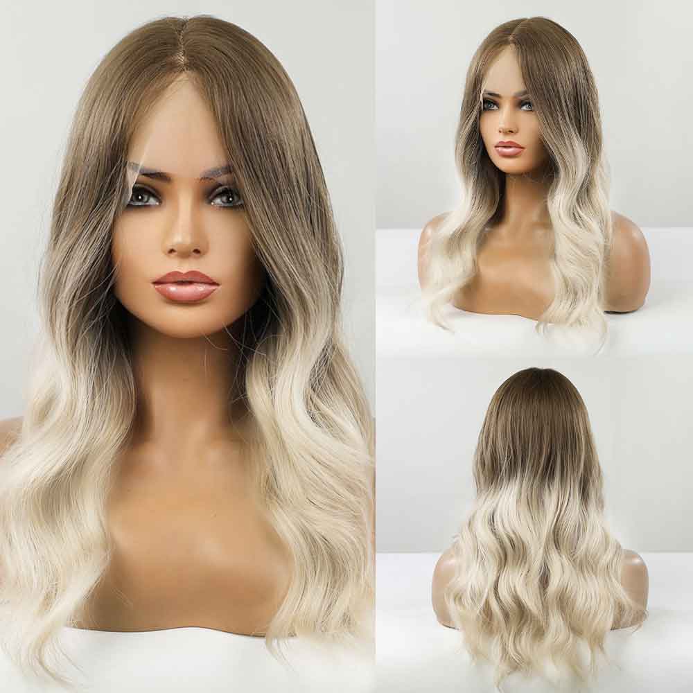Lace Front Long Brown White Blonde Wig - HairNjoy