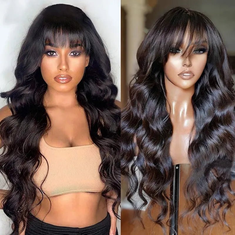 Lace Front Wig Human Hair Wigs With Bangs - HairNjoy
