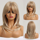 Layered Blonde Synthetic Wig with Bangs - HairNjoy