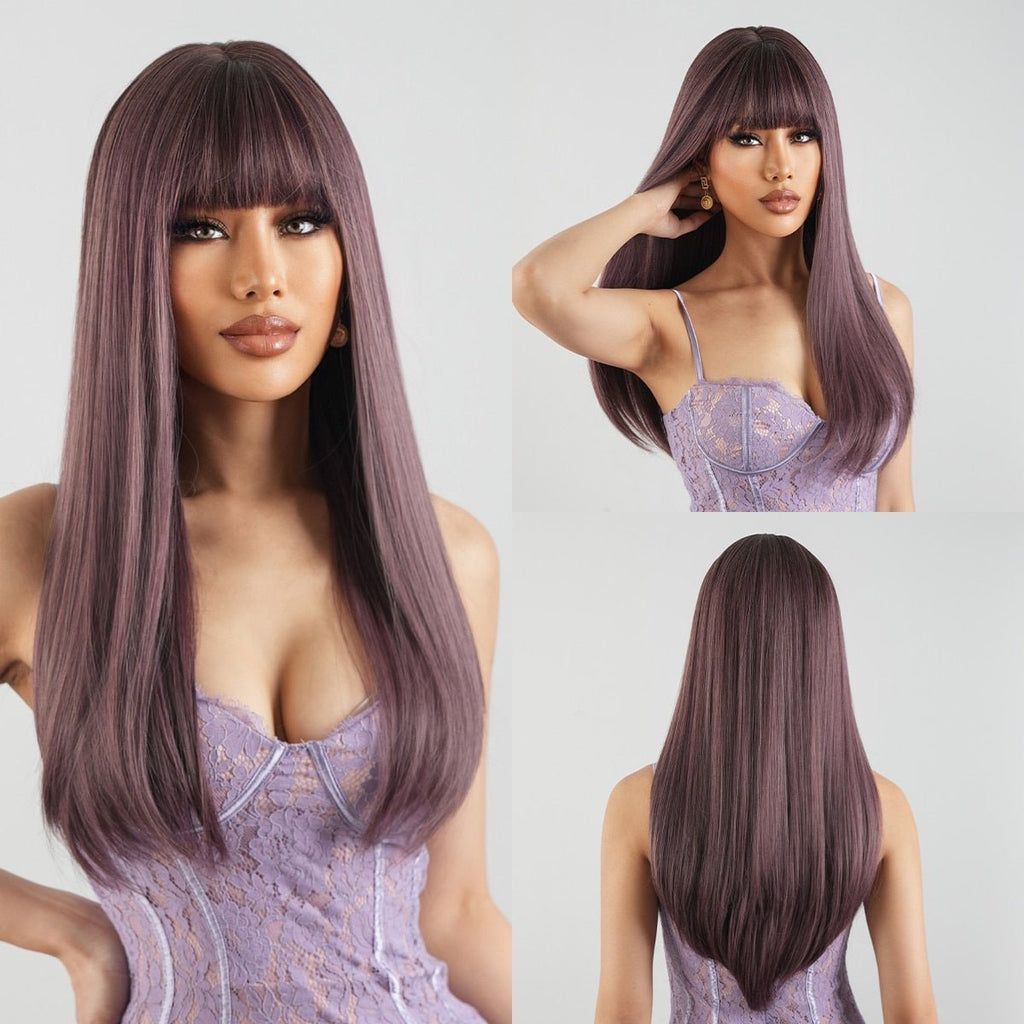 Light Purple Cosplay Synthetic Long Straight Wigs - HairNjoy
