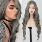 Long Ash Gray Wavy Hairstyle Synthetic Wigs - HairNjoy