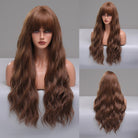 Long Beach Wave Brunette Wig with Bangs - HairNjoy