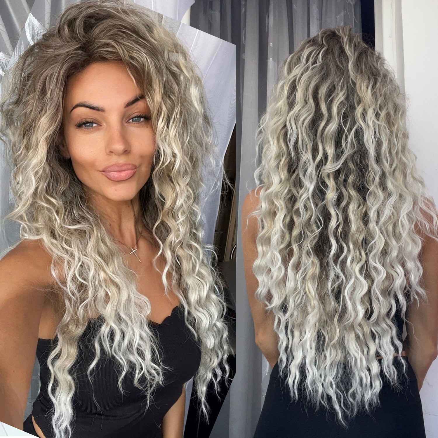 Long Blonde 19 Colors Curly Hair Wigs - HairNjoy