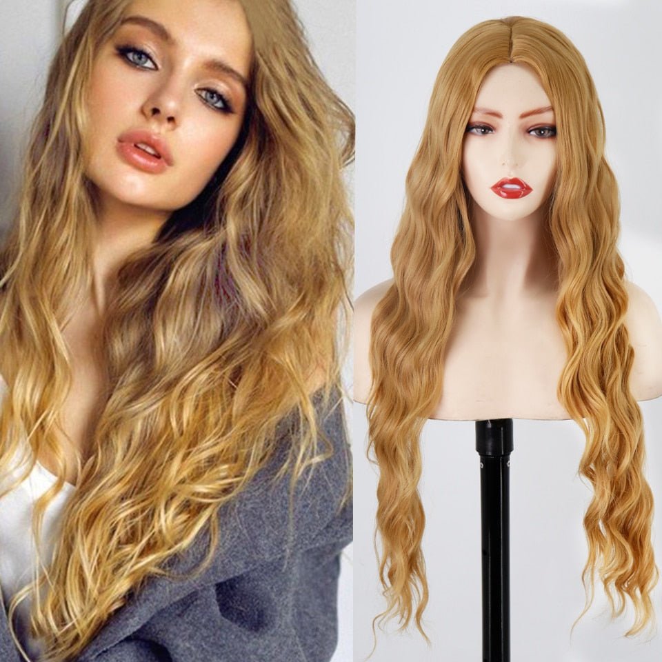 Long Blonde Wavy Hairstyle Synthetic Wigs - HairNjoy