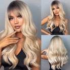 Long Brown Root High Light Blonde Wigs - HairNjoy