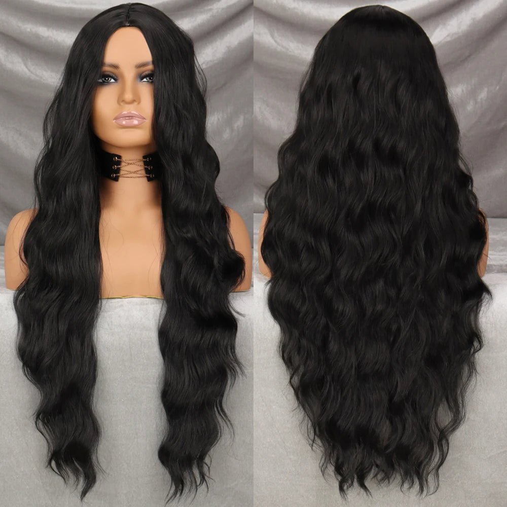 Long Curly Black Synthetic Wig - HairNjoy