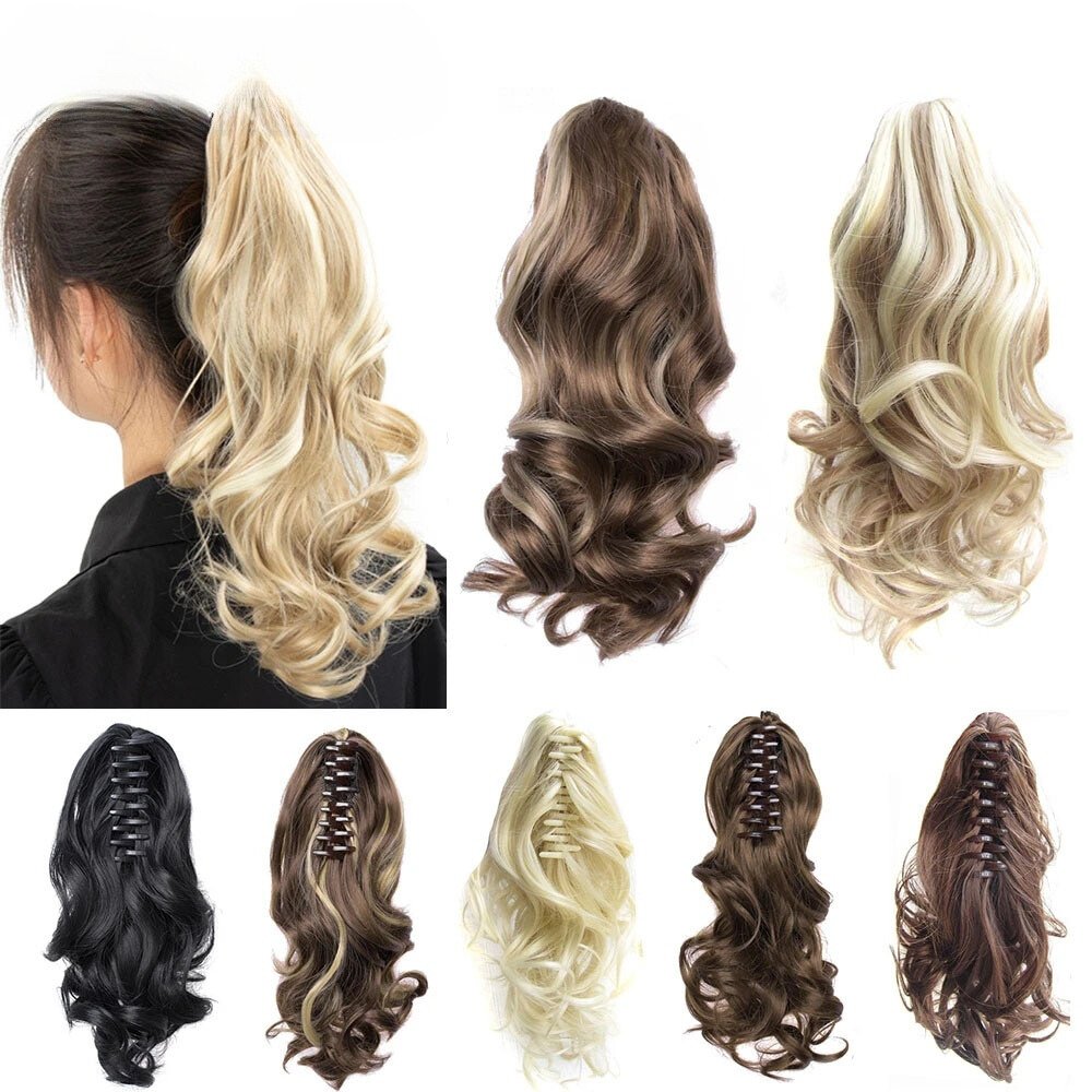 Long Curly Claw Clip-On Wavy Ponytail Hair Extensions - HairNjoy