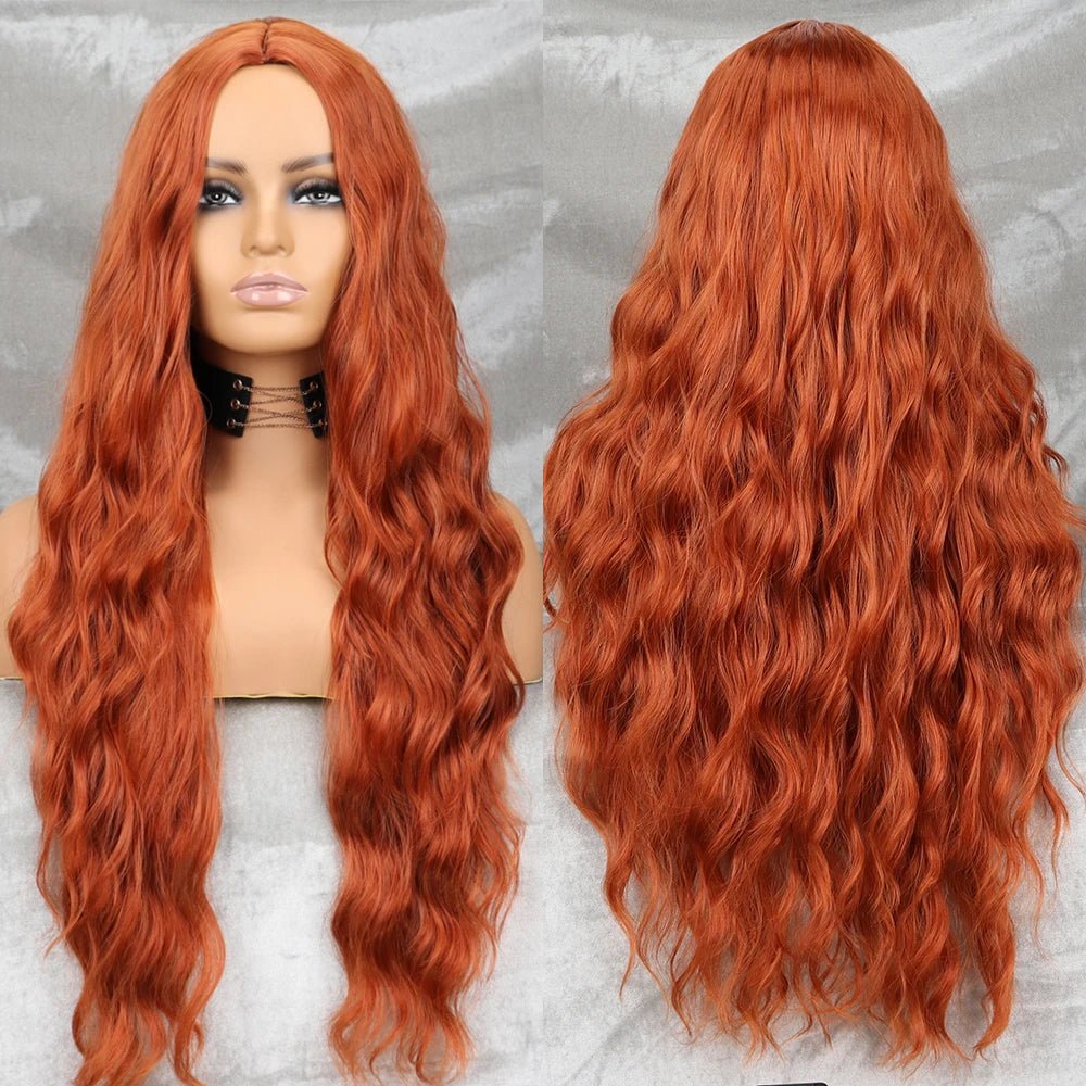 Long Curly Orange Synthetic Wig - HairNjoy
