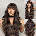 Long Dark Brown High Light Wigs - HairNjoy