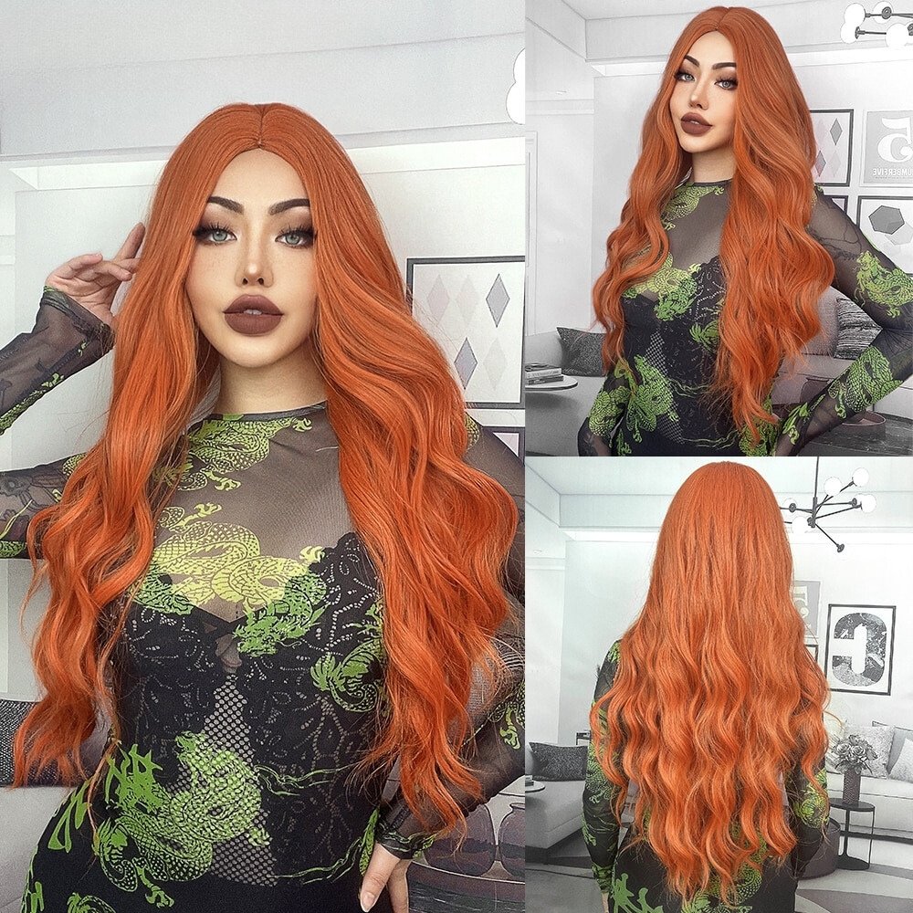 Long Ginger Soft Wavy Synthetic Wigs - HairNjoy