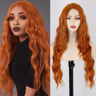 Long Ginger Wavy Hairstyle Synthetic Wigs - HairNjoy