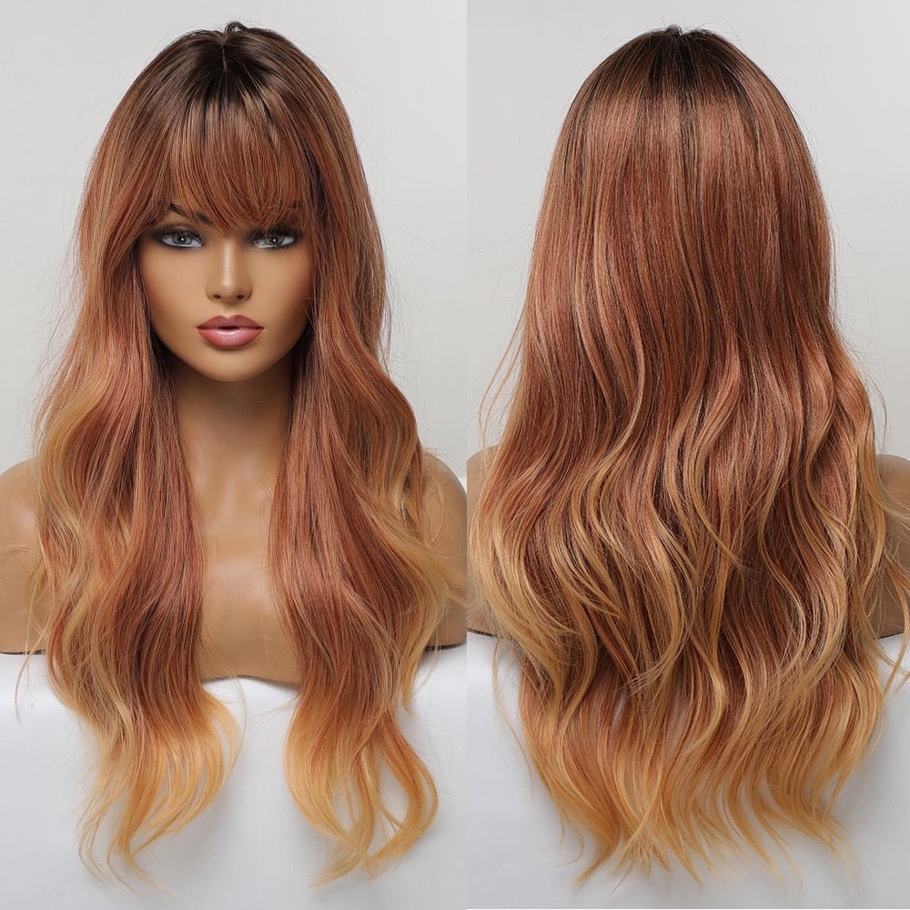 Long Ombre Light Brown Synthetic Wig - HairNjoy