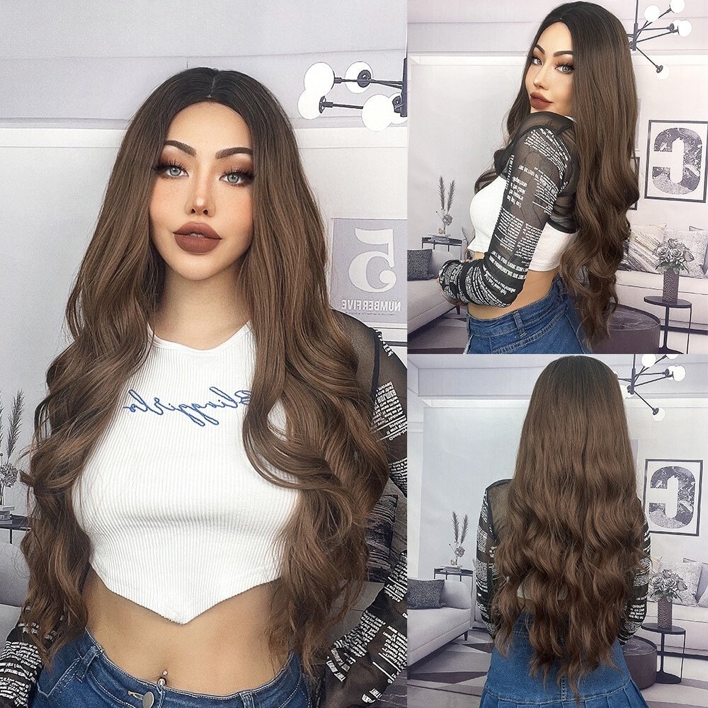 Long Soft Brown Wavy Synthetic Wigs - HairNjoy