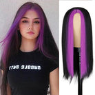 Long Straight Black Purple Fashion Wigs - HairNjoy