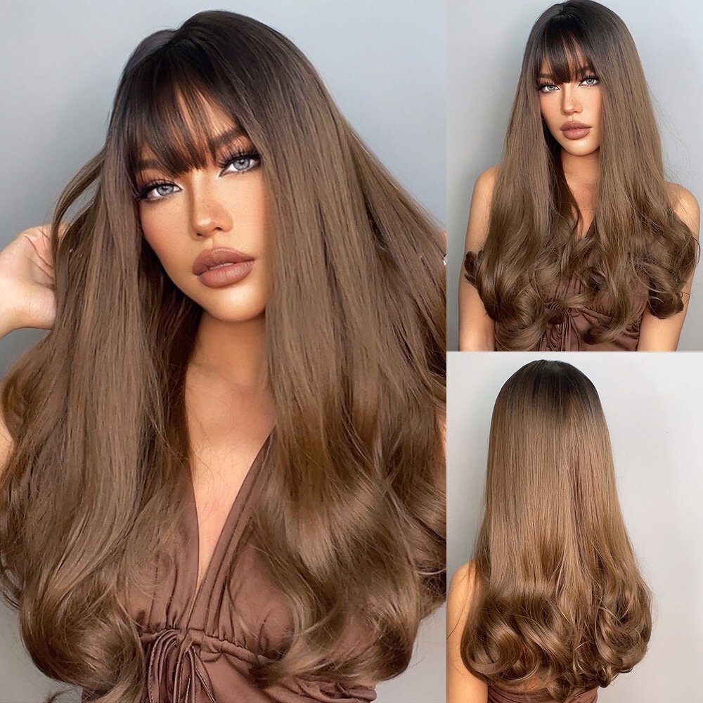 Long Straight Brown Synthetic Wigs - HairNjoy