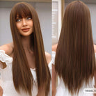 Long Straight Dark Brown Synthetic Wigs - HairNjoy