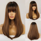 Long Straight Dark Brown Synthetic Wigs - HairNjoy