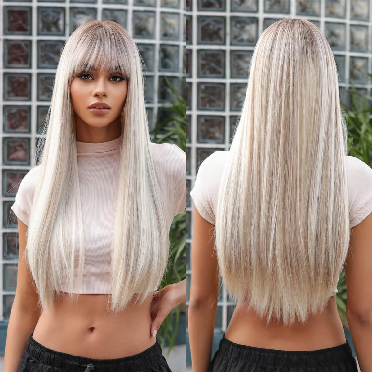 Long Straight Grey Synthetic Wigs - HairNjoy