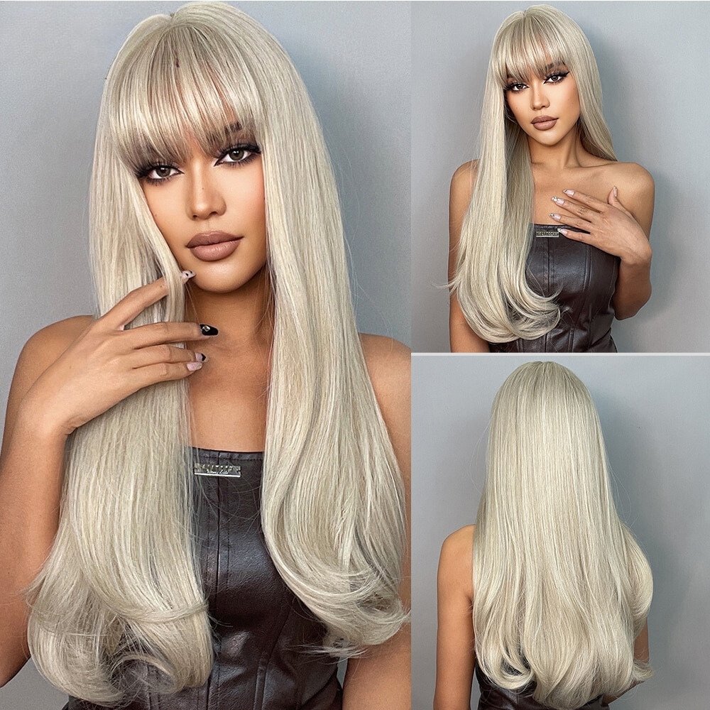 Long Straight Light Blonde Synthetic Wigs - HairNjoy