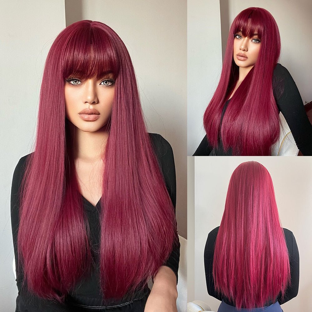 Long Straight Red Synthetic Wigs - HairNjoy