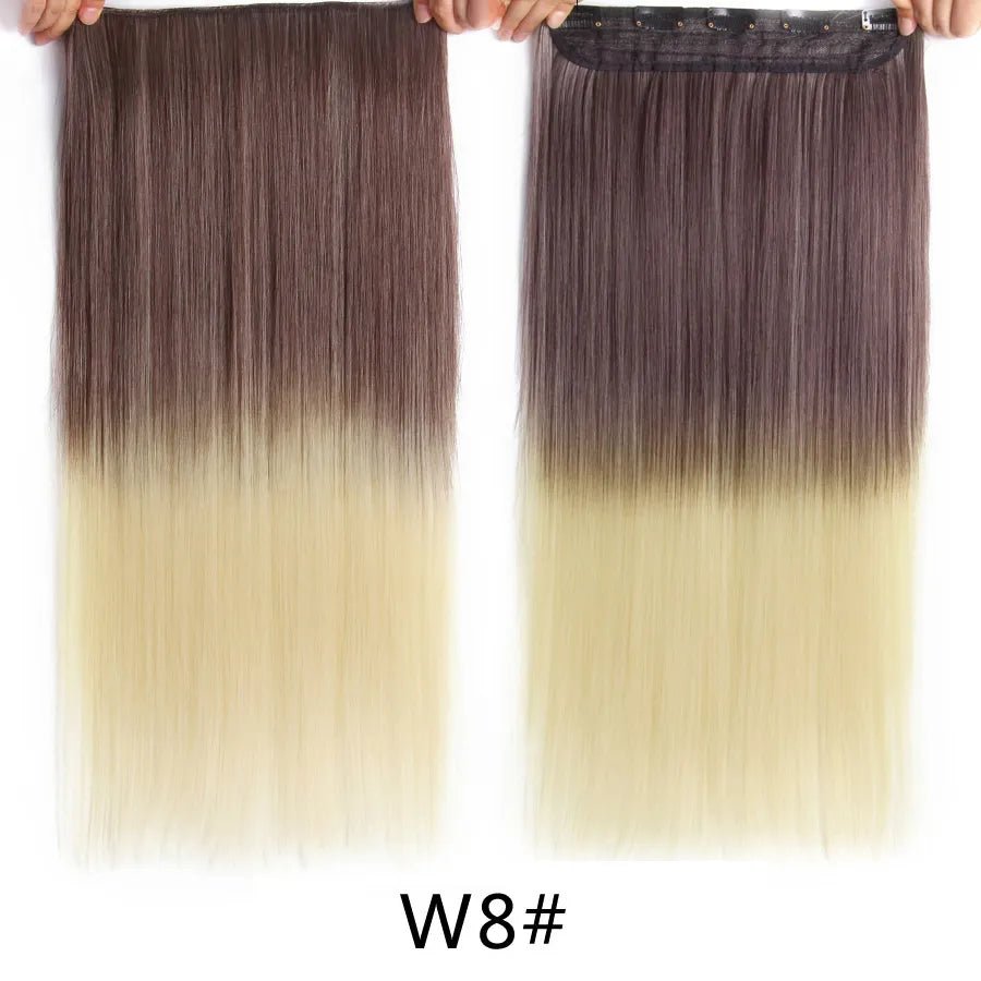 Long Straight Synthetic Hair Clips Extensions - HairNjoy