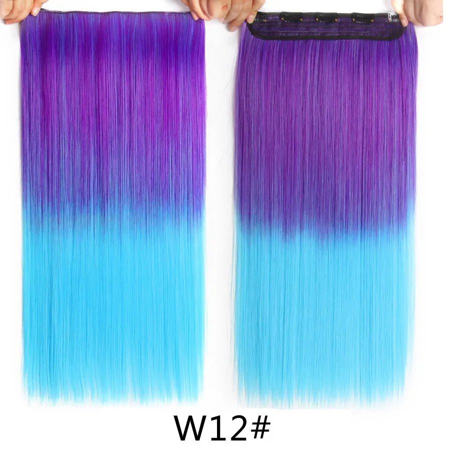 Long Straight Synthetic Hair Clips Extensions - HairNjoy