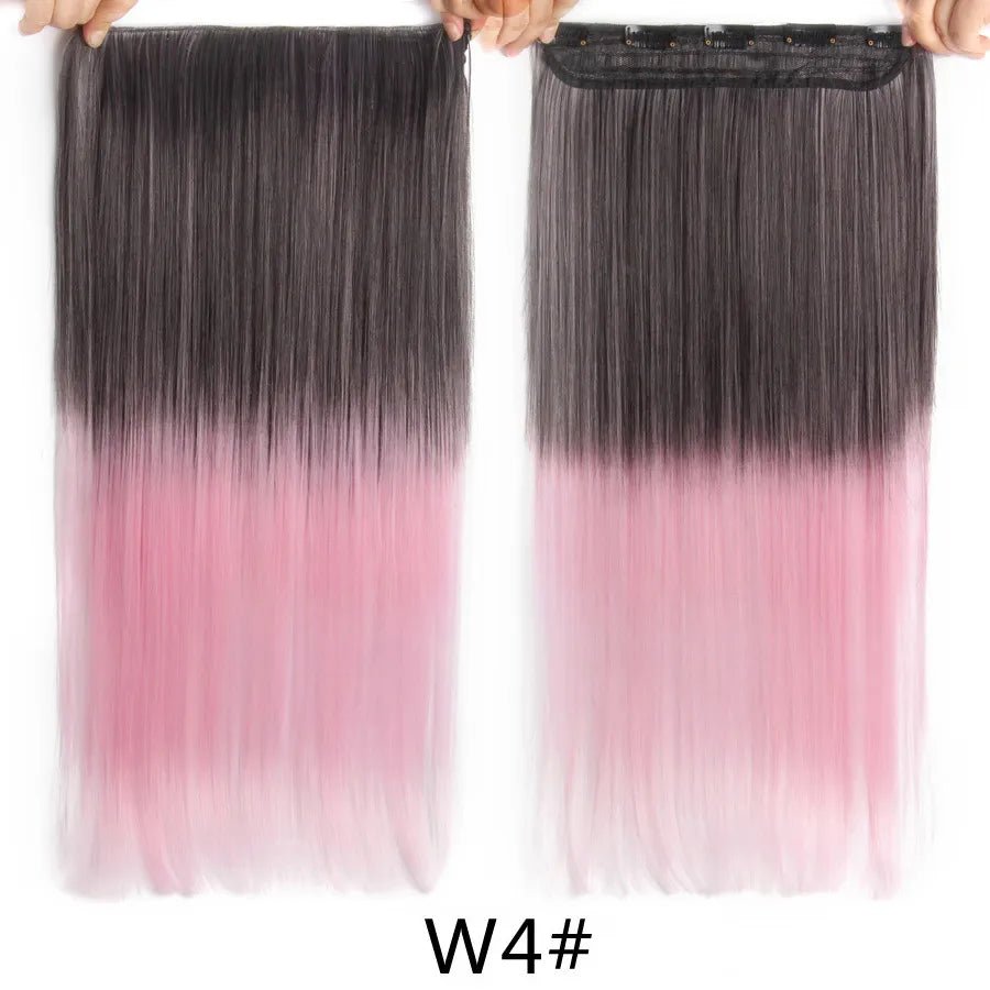 Long Straight Synthetic Hair Clips Extensions - HairNjoy