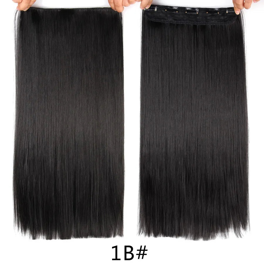 Long Straight Synthetic Hair Clips Extensions - HairNjoy