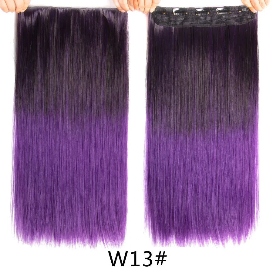 Long Straight Synthetic Hair Clips Extensions - HairNjoy