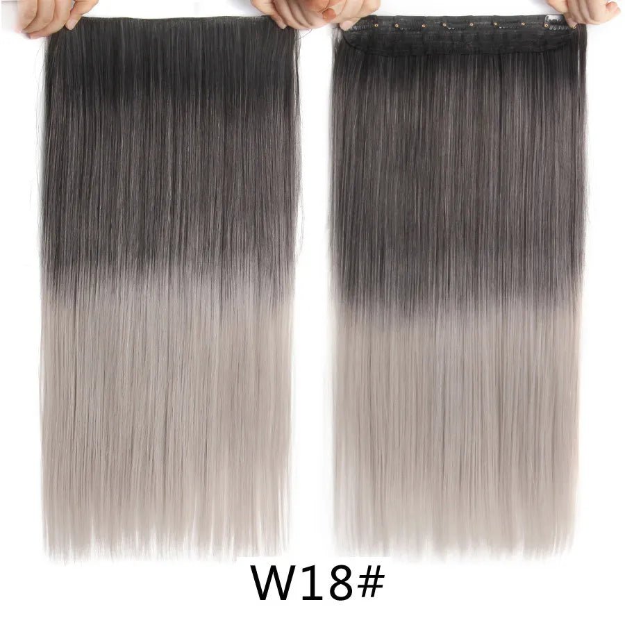 Long Straight Synthetic Hair Clips Extensions - HairNjoy