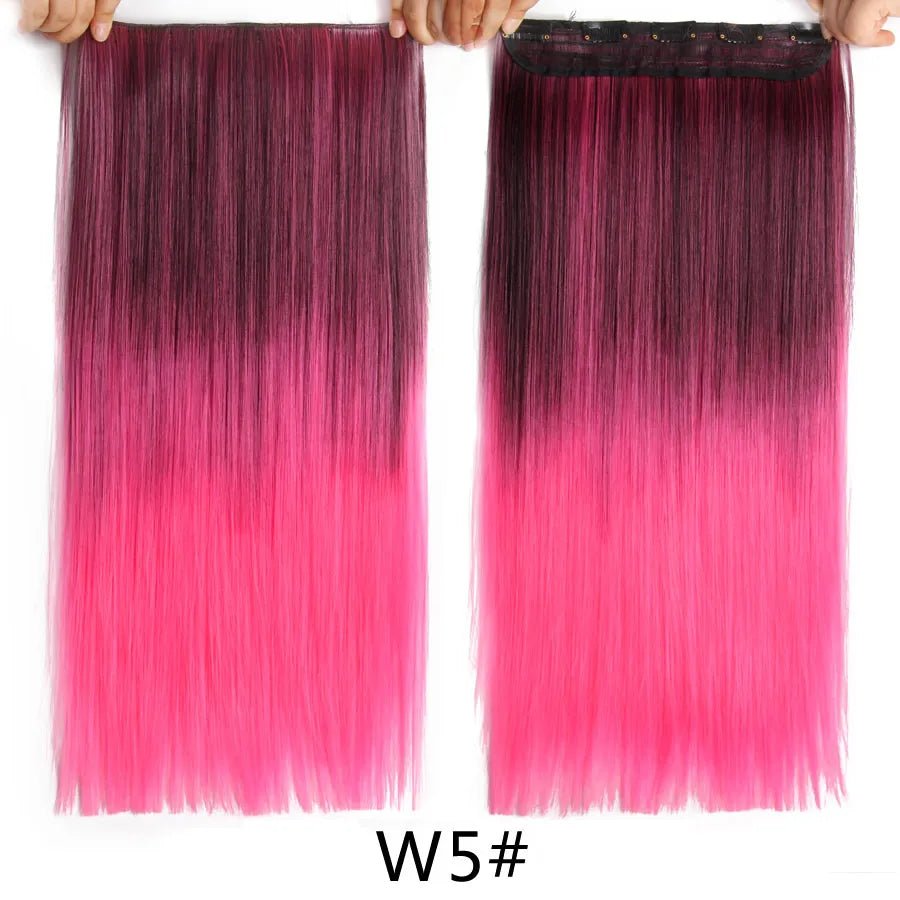 Long Straight Synthetic Hair Clips Extensions - HairNjoy