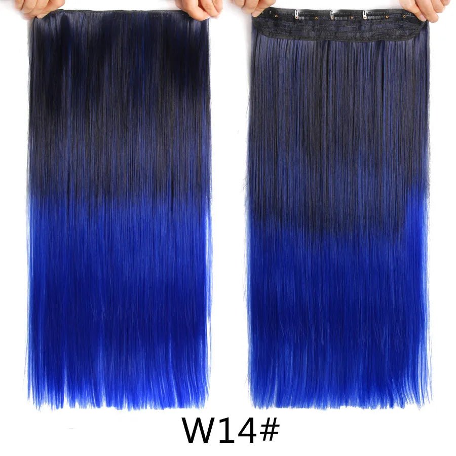 Long Straight Synthetic Hair Clips Extensions - HairNjoy