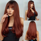 Long Straight Wine Red Synthetic Wigs - HairNjoy