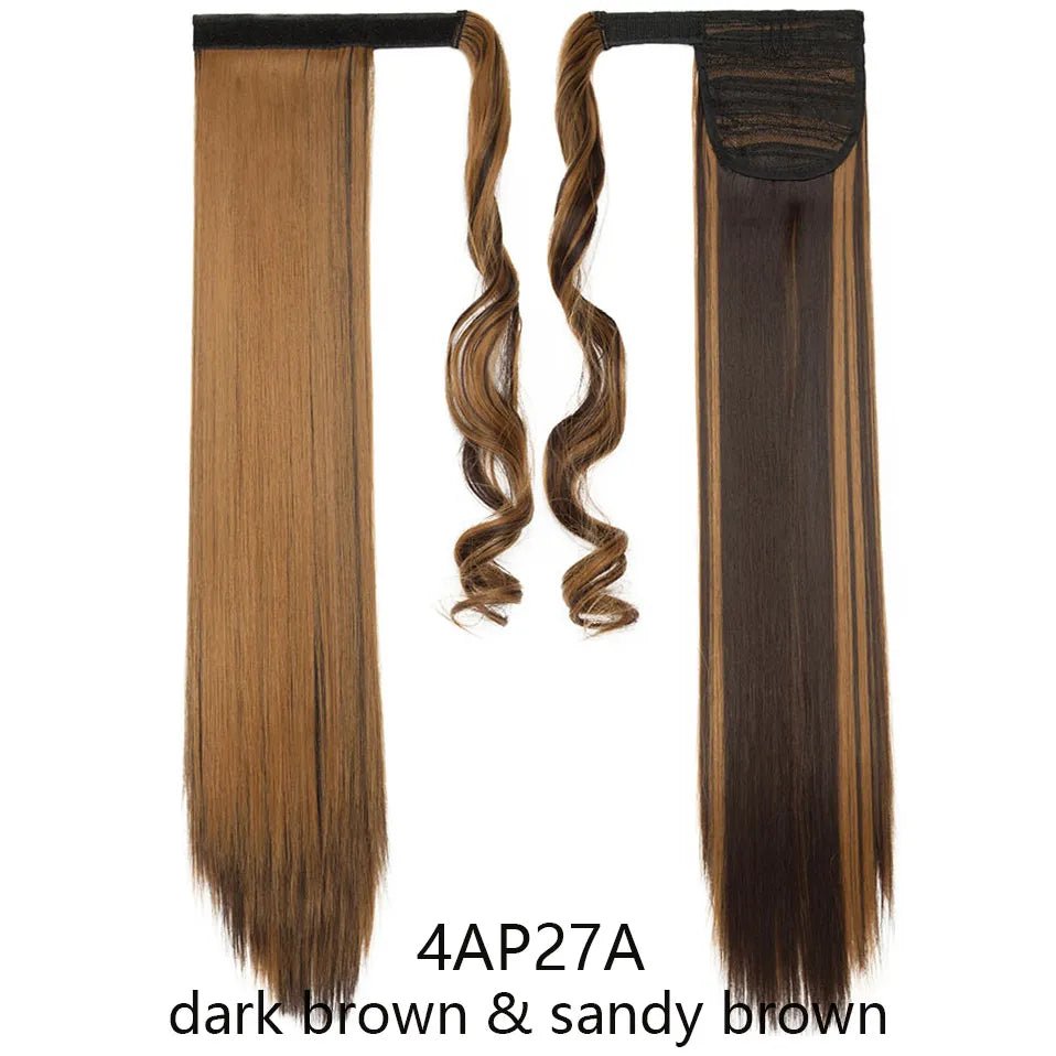 Long Straight Wrap Around Clip Ponytail Hair Extension - HairNjoy