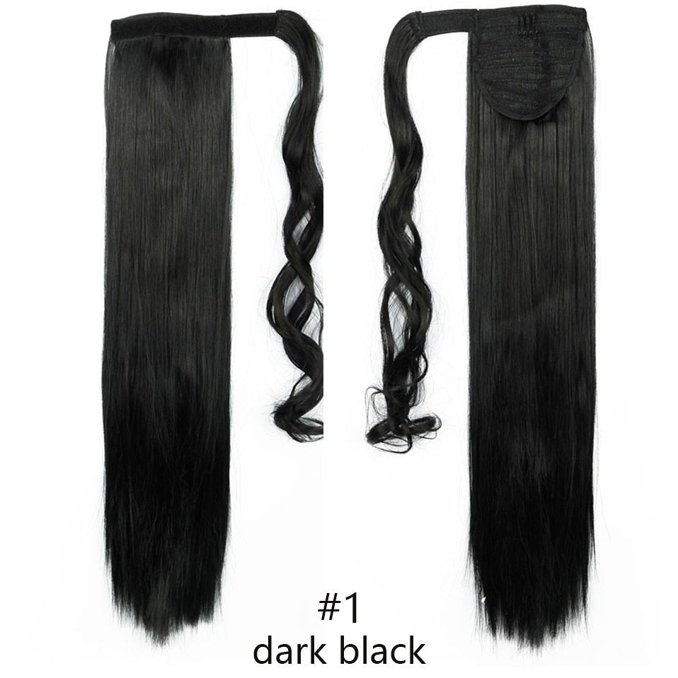 Long Straight Wrap Around Clip Ponytail Hair Extension - HairNjoy