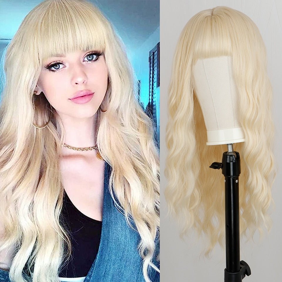 Long Wavy Blonde Synthetic Wig - HairNjoy