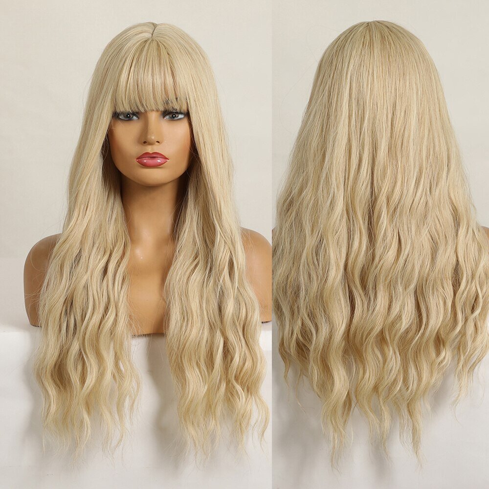Long Wavy Blonde Synthetic Wig - HairNjoy