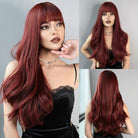 Long Wavy Dark Red Synthetic Wig - HairNjoy