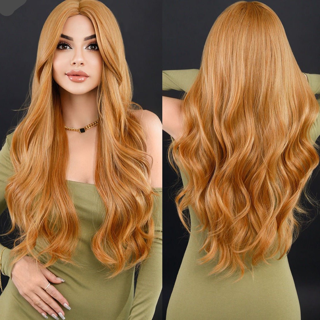 Long Wavy Ginger Copper Synthetic Wig - HairNjoy